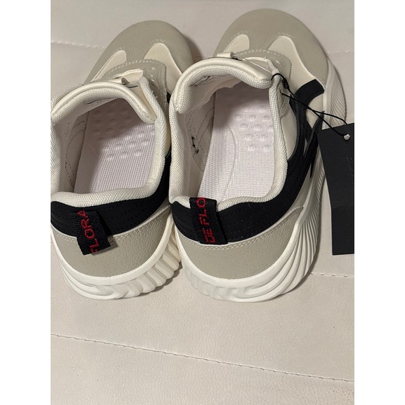 De Florance Womens Low Top Sneakers Cream Black Suede US 8.5 Designed in Italy - Picture 3 of 5